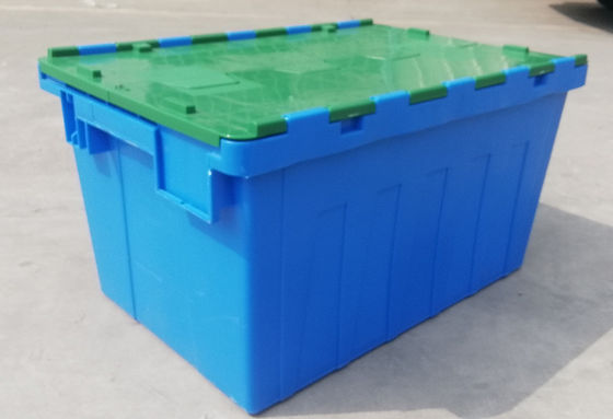 Personnalisation 35kg chargeant Tote Box Attached Lid Container de plastique empilant l'emboîtement